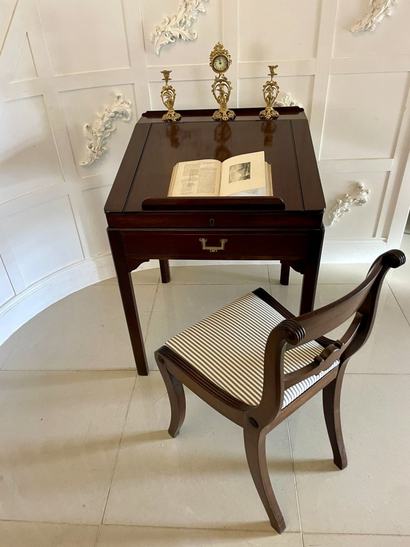 Unusual Antique George III Quality Mahogany Writing Desk